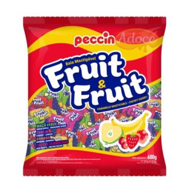 Imagem de Bala mastigável fruit e fruit sortida peccin, 600g