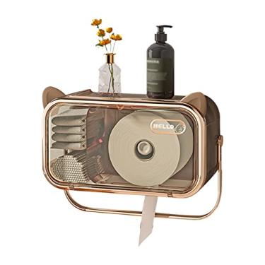 Imagem de Caixa de Papel Toalha Parede com Prateleira Superior Porta Dispenser Transparente Suporte Extração Armazenamento para Banheiro e Design Interruptor Ma