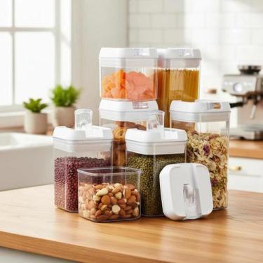 Imagem de Kit 7 Potes Hermético Acrílico Conjunto Multiuso Com Vedação - Ogle