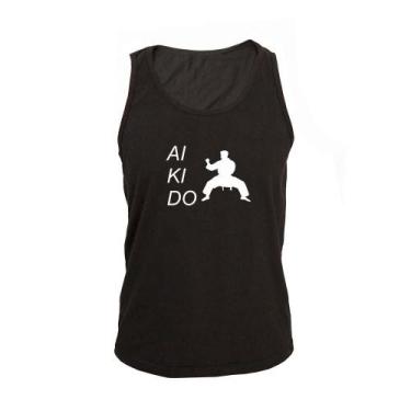 Imagem de Regata Masculina Algodão Aikido 4 Estampada Verão Moderna, M, Preto