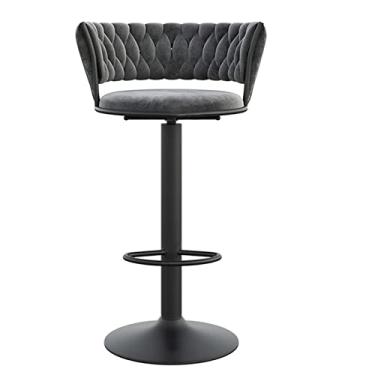 Imagem de Banquetas de bar de cozinha para café da manhã banquetas de barra com assento traseiro de veludo acolchoado cadeiras de bar bancos altos com apoio para os pés (Cor: Almofada azul para perna dourada