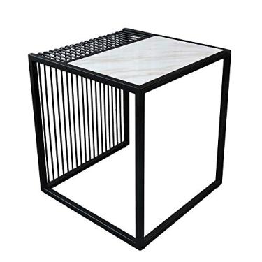 Imagem de Mesa lateral de mármore, mesa de centro de metal, mesa de centro, para sala de estar, quarto, cozinha, preta