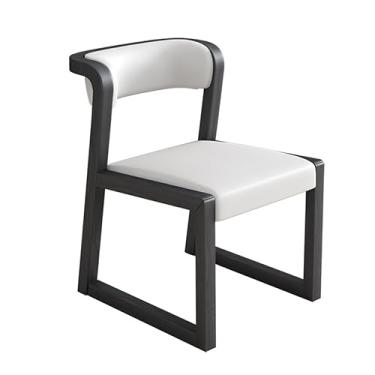 Imagem de AkosOL Cadeira de jantar, cadeira de mesa de chá de madeira maciça, cadeira de estudo, cadeira de estudo retrô, almofada macia, cadeira de escritório para casa, encosto médio, cadeira de cozinha, sem