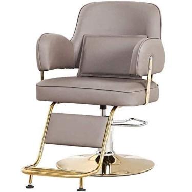 Imagem de pcagfaajmh Cadeira de barbeiro para salão de beleza Cadeira de barbeiro hidráulica hidráulica, cadeira giratória giratória de 360 graus (cor: azul 2) (cinza 2)