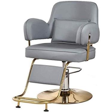 Imagem de pcagfaajmh Cadeira de barbeiro para salão de beleza Cadeira de barbeiro hidráulica hidráulica, cadeira giratória giratória de 360 graus (cor: azul 2) (azul 2)
