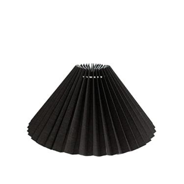 Imagem de Abajur de tecido estilo japonês abajur plissado para candeeiro de mesa candeeiro de pé candeeiro de chão decoração de quarto abajur E27 (vermelho beleza) (preto)