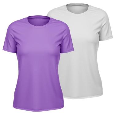 Imagem de Kit 2 Camisetas Feminina Dry Manga Curta Proteção UV Slim Básica Academia Treino ness-Feminino