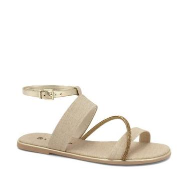 Imagem de Sandália Feminina Rasteira Strass Ramarim Dourado-37113, Dourado, 36