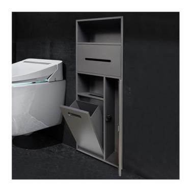 Imagem de Nicho de chuveiro de aço inoxidável, prateleira de quarto molhado embutida, papel higiênico para xampu, armazenamento à prova d'água, alcova, sala de estar, cozinha, banheiro, prateleiras (cor: cinza