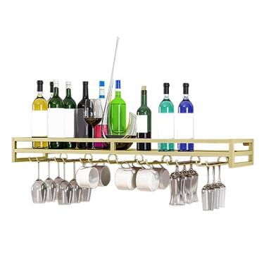 Imagem de Garrafa de vinho montada na parede - Suporte de vidro, suporte multifuncional para copo de vinho fácil de instalar para bar de cozinha, suporte de copo de vinho resistente e durável