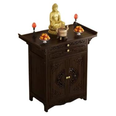 Imagem de Gabinete de altar budista com armazenamento, mesa de altar chinês para meditação e oração, mesa de oferta de nicho de santuário pessoal (66 x 40 x 100 cm / 25,9" x 15,7" x 39,3")