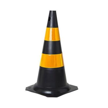 Imagem de Cone de Sinalizacao Rigido PRETO/AMARELO 50CM 58485 KTELI, Preto / Ama