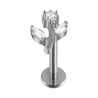 Imagem de Brinco De Titânio Com Zircônia Cúbica E Rosca Interna Para Labret, Tra