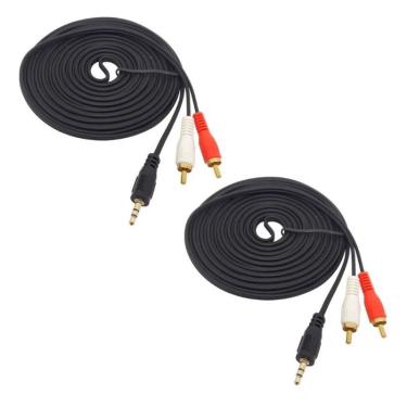 Imagem de Kit 2 Cabos P2 Estéreo X 2 Rca 5 Metros Blindado 100%