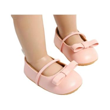 Imagem de Sapatos Florais Mary Jane Para Bebês Meninas Com Laço, Sapatos De Vest