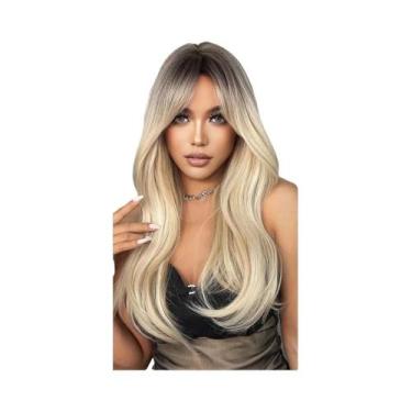 Imagem de Peruca Sintética Longa E Lisa Branca Para Mulheres, Cabelo Colorido Pa