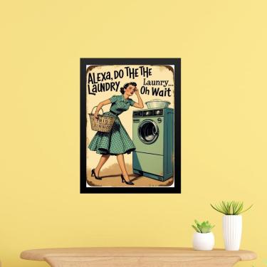 Imagem de Quadro Decorativo Lavanderia Vintage Alexa 33X24Cm - Vidro