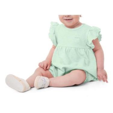 Imagem de Macacão Bebê Feminino Malwee Amplo Curto Texturizado Verde - 100001-Feminino