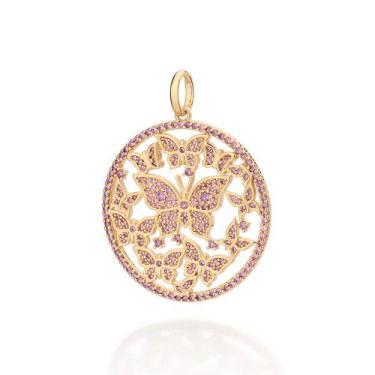 Imagem de Maxi Pingente Borboletas Com Zircônias Rommanel 542980 Cor:Dourado, Do