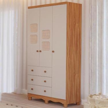 Imagem de Guarda Roupa Infantil Telinha Off White 3 Portas 3 Gavetas 100% MDF - 