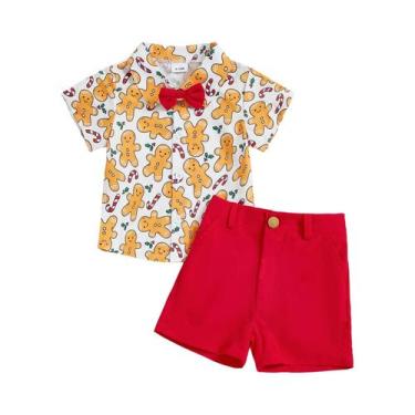 Imagem de Conjunto De Natal Para Menino Pequeno: Camisa Vermelha Com Gola Lapela