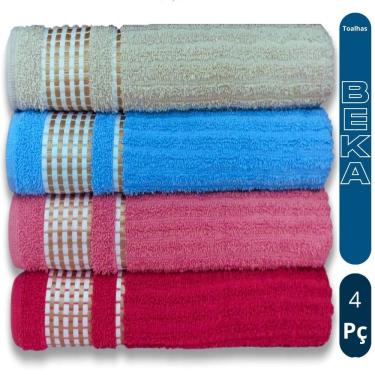 Imagem de Kit Toalha de Banho 4 Peças Caneladas Gigante Banhão 70 X 140 100% Algodão 350g-m2 Alta...