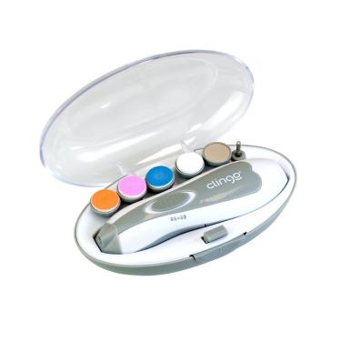 Imagem de Kit Manicure Elétrica Infantil Kit Manicure com Led Estojo 6 Lixas 2 Velocidades Cinza...