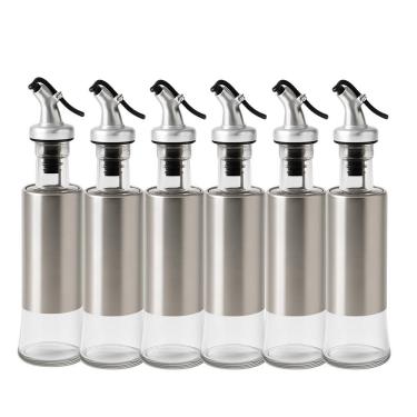 Imagem de Kit 6 Galheteiro Porta Azeite e Vinagre 15805 para Servir Condimentos em Vidro e Inox c...