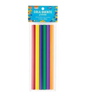 Imagem de Bastão de Cola Quente Colorida 6 Cores Grosso 11 e 2x200mm 1 Unidade BRW