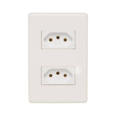 Imagem de Conjunto Stella Steck 2 Tomadas 2P+T Horizontal Branco 10A 250V