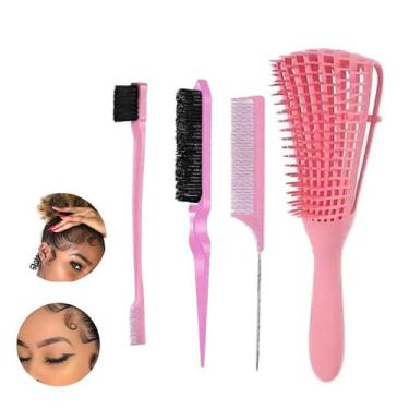 Imagem de Escova Finalizadora Para Cachos Polvo + Kit Pente Baby Hair Aleatória 