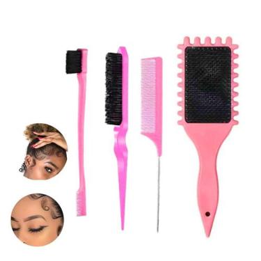 Imagem de Escova Fitagem Cabelo Cacheado + 3 Pente Escovinha Baby Hair Sortido -