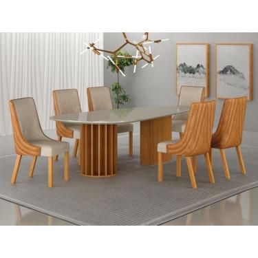 Imagem de Conjunto jantar 6 cadeiras maciça 2x1 Pilar VD- Arbo Design
