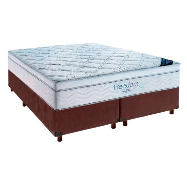 Imagem de Cama Box Marrom e Colchão Queen Freedom Ortobom