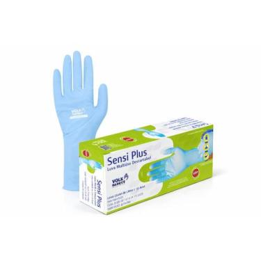 Imagem de Luva Nitrílica Descartável Sensi Plus Tamanho 7 (P) - Volk