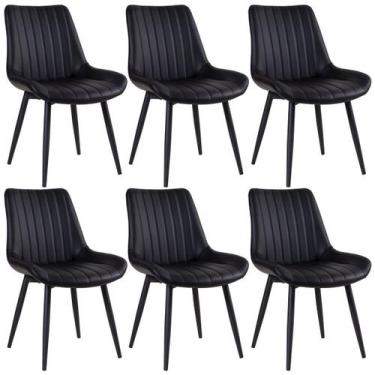 Imagem de Kit 6 Cadeiras Laráz Estofadas Chicago Aço Couro Preto - Laraz