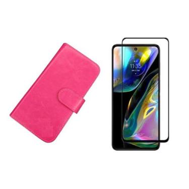 Imagem de Capa Capinha Case Carteira Flip Couro + Pelicula 3d Motorola Moto G84 