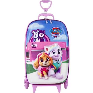 Imagem de Mochila 3D Crianças Patrulha Canina Pet Shop Mala Rodas 360, Rosa