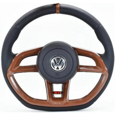Imagem de Volante Esportivo Gti Marrom Fusca 1977 A 1987 Completo + Cubo - Volks