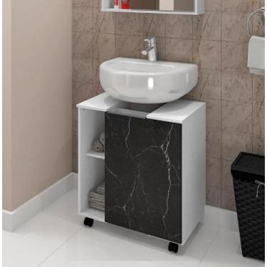 Imagem de Gabinete pequin para banheiro branco com naturale - Móveis Bechara, Br
