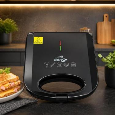 Imagem de Grill e Sanduicheira Elétrica Preta 220V Util - Britânia, Preto, 220V