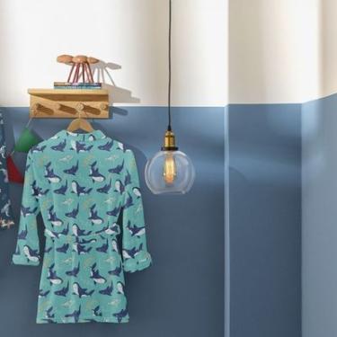 Imagem de Roupão de Banho Infantil Tubarões Azul Atlântica Microfibra 8 a 10 Anos