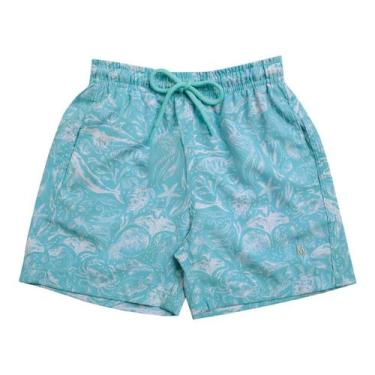 Imagem de Shorts Praia Estampado Infantil Mash Com Bolsos Confortável, Verde, M