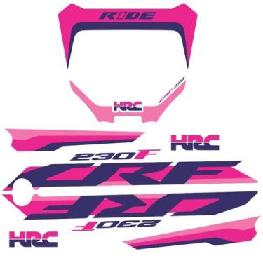 Imagem de Kit Adesivo Take Aletas Tanque Number Plate Biker R1de Crf 230, Rosa T