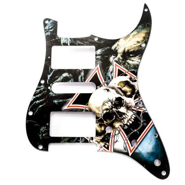 Imagem de Escudo para Guitarra Am Strat HSH Caveiras Cruz de Ferro 11 Furos 2,3mm Acrílico Spirit