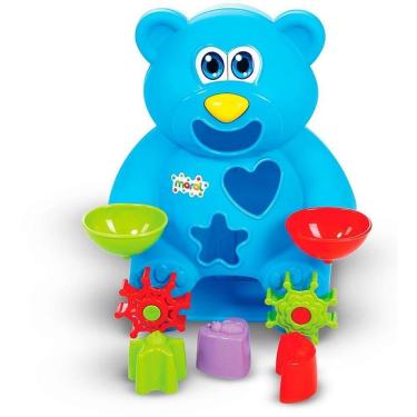 Imagem de Brinquedo Educativo Urso Aquático com Ventosa Rodas Giratórias e 3 Cubos Didáticos Maral