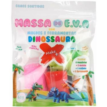 Imagem de Massa de Modelar EVA Criativa Dinossauro com Molde Temático Atóxica 60g