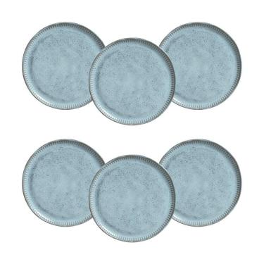 Imagem de Conjunto de Pratos de Sobremesa Breeze Stoneware 6 Peças 21,5CM Azul Porto Brasil