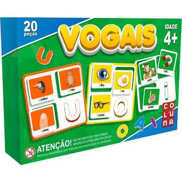 Imagem de Brinquedo Pedagógico Vogais 20 Peças para Aprendizado de Letras e Linguagem Coluna