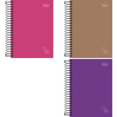 Imagem de Agenda 2026 Tilibra Spice Cores Espiralada Capa Dura 160 Folhas 110x154MM Pacote com 4 Sortidas